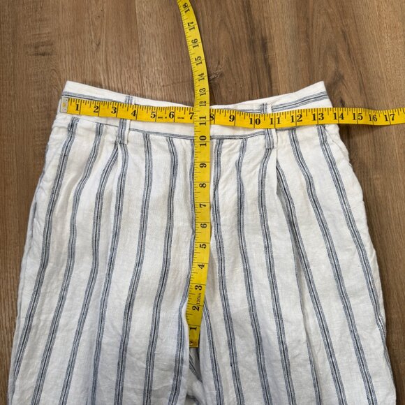 Reformation Alex 100% Linen Wide Leg Pant White Pinstripe Beachy Vacation 4P - Picture 6 of 7
